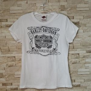 Harley Davidson Ladies White Short Sleeve Shirt